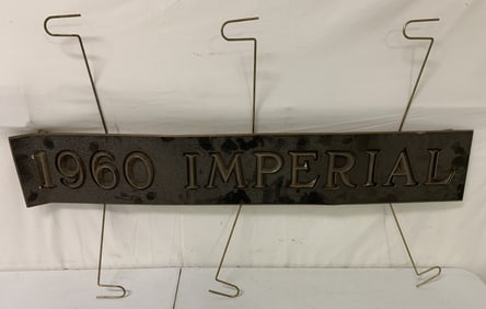 1960 Imperial Cardboard Sign/Metal Brackets