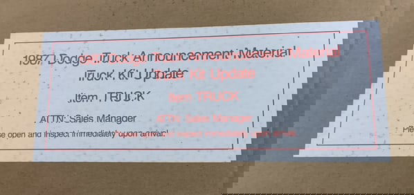 1987 Dodge Truck Material Box only