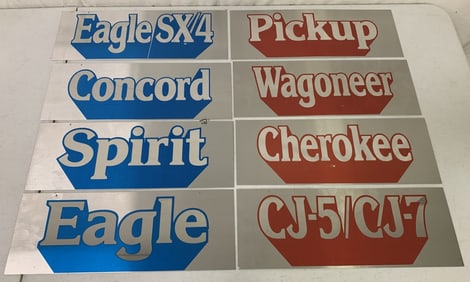 8 AMC Aluminum Signs,Eagle,Concord,Spirit,