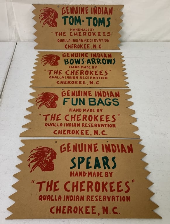 4 Fiberboard Genuine Indian Signs,Tom-Toms (1 of 5)