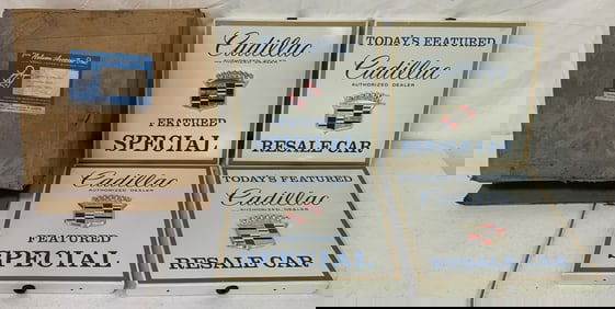4 Cadillac Steel Dealer Signs/Box