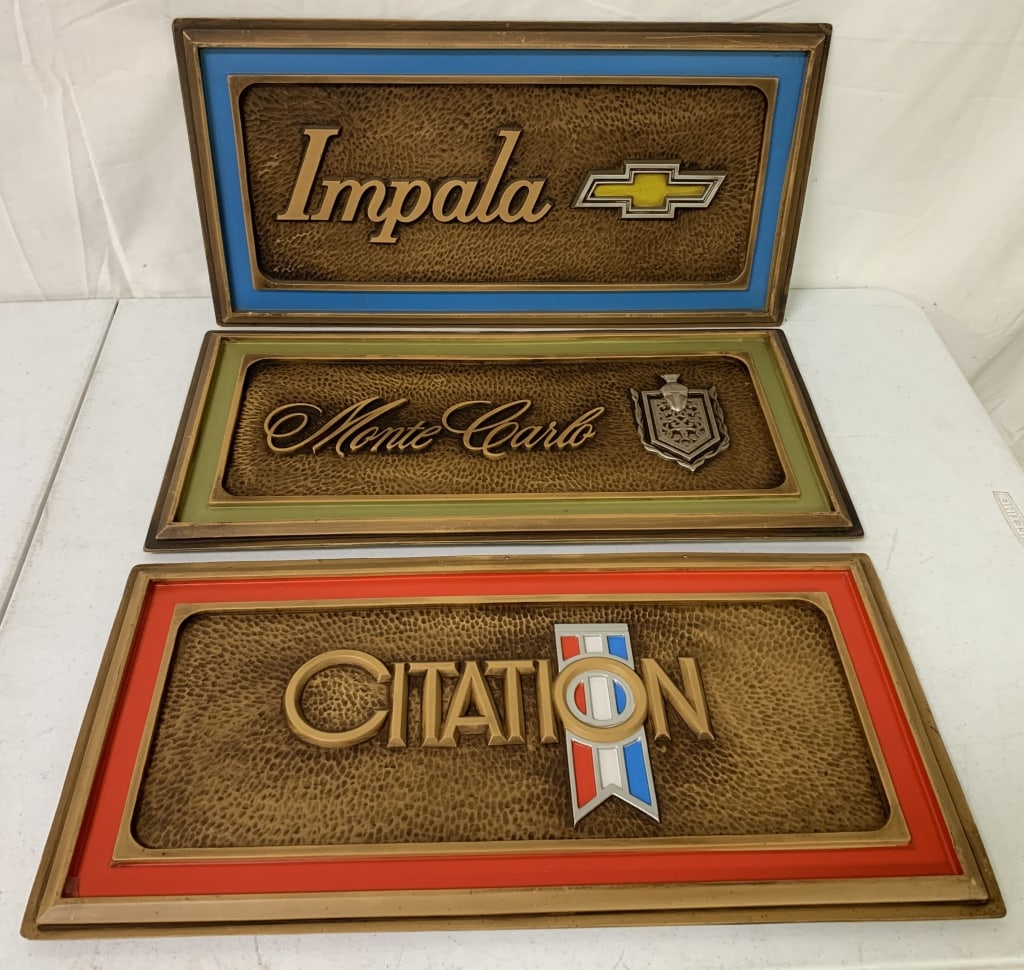 3 Plastic Impala,Monte Carlo,Citation Signs,2side (1 of 4)