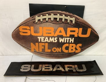 2 Subaru Signs,Plastic,Cardboard NFL,2-sided
