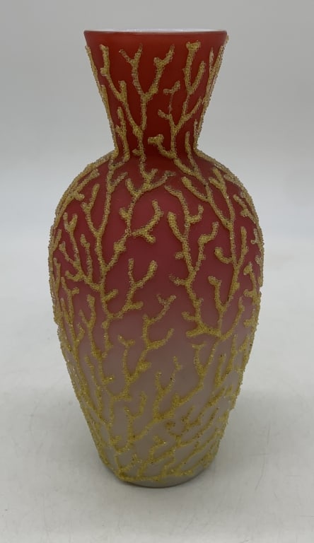 Mt. Washington Satin Peach Blow Coralene Vase (1 of 5)