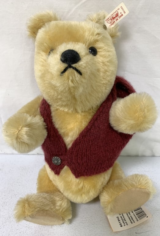 Steiff Winnie the Pooh Bear with Noisemaker: 13" Tall. No Box