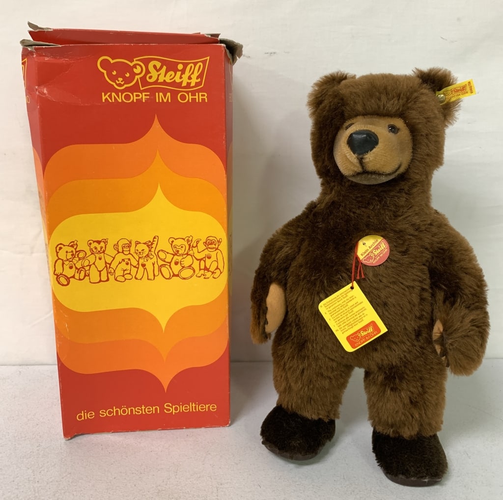 Klein Archie Stieff Bear w/ Box: limited edition of 2500, Enchanted Doll House, 15" tall, box has some damage