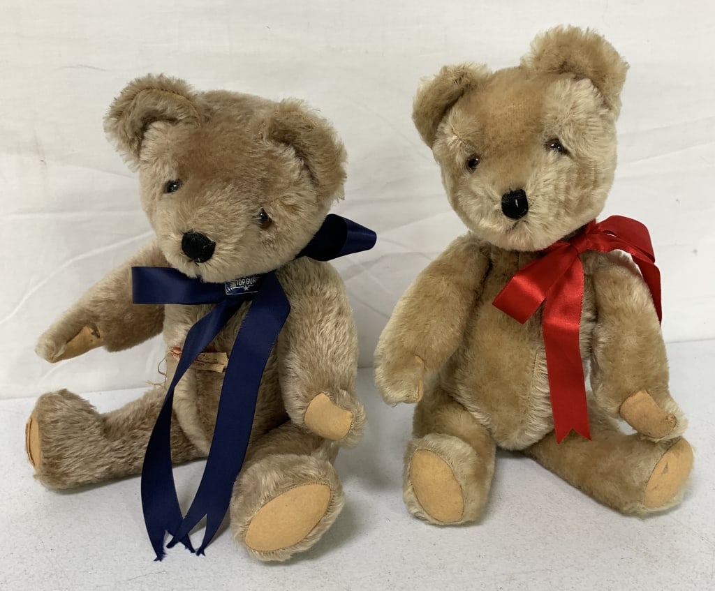2 Vintage Musical Jointed Mohair Teddy Bears (1 of 6)
