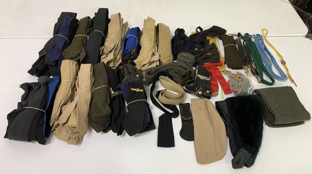 40+ Military Ties, Belts, Aiguillettes, others: many look unused