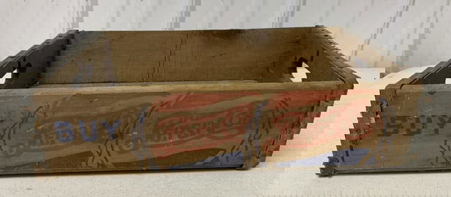 Pepsi-Cola double dot wood bottle crate