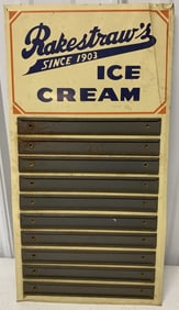 Rakestraws Ice Cream flavor board tin sign