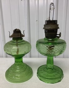 green glass kerosene lamp bases, 1 Aladdin