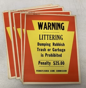 15+ PA Game Commission Littering signs