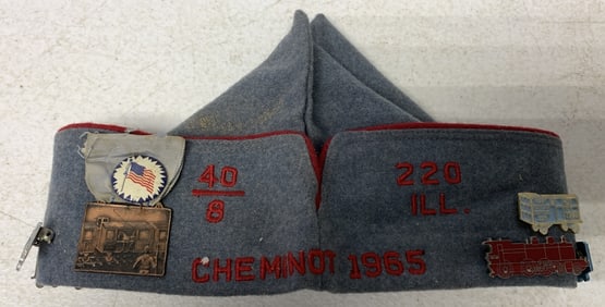 Cheminot 1965 hat w/ pins