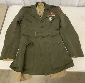 Marine Corp. coat and shirt with patch and pins