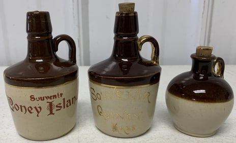 3 souvenir mini stoneware jugs