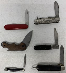 6 knives; Jabes Cutlery Buck, Camco Barlow,