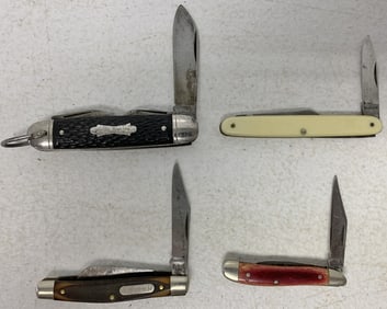 4 knives;  Case XX Peanut 1980, Colonial Forest