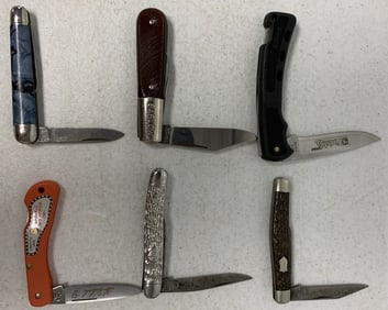 6 knives; Imperial Barlow, Schrade Walden, Case