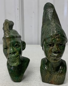 2 small Verdite busts