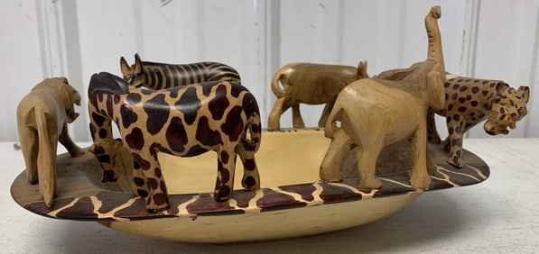 Kenyan wood safari bowl