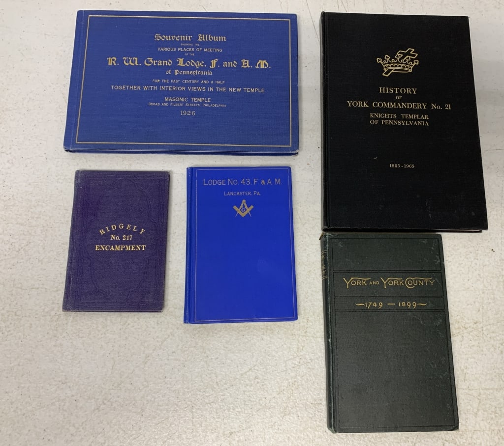 York & Lancaster County Books, mostly masonic: see photos for titles; have some cover wear