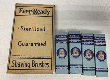 10 Ever-Ready shaving brushes in boxes