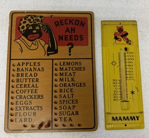 Mammy thermometer and grocery list