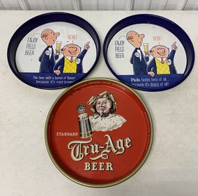 2 Piels and  a Tru-Age beer tray
