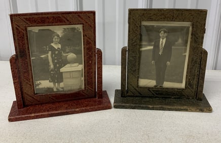 2 paper covered picture frames