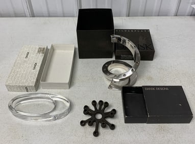 Dansk candleholders and ashtray in boxes