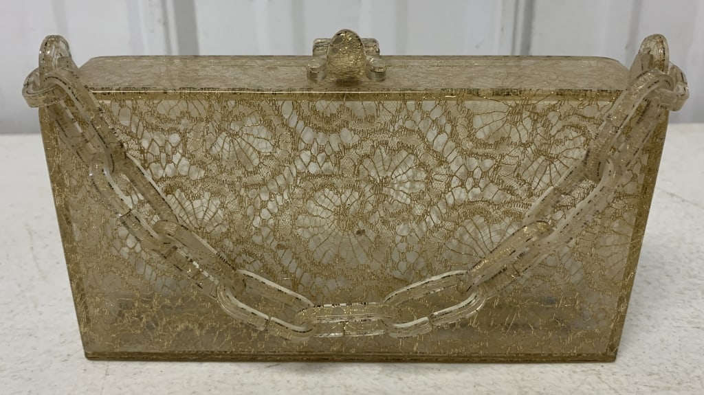 lucite purse: has wear