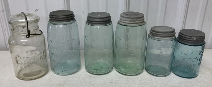 6 fruit jars quarts and pints