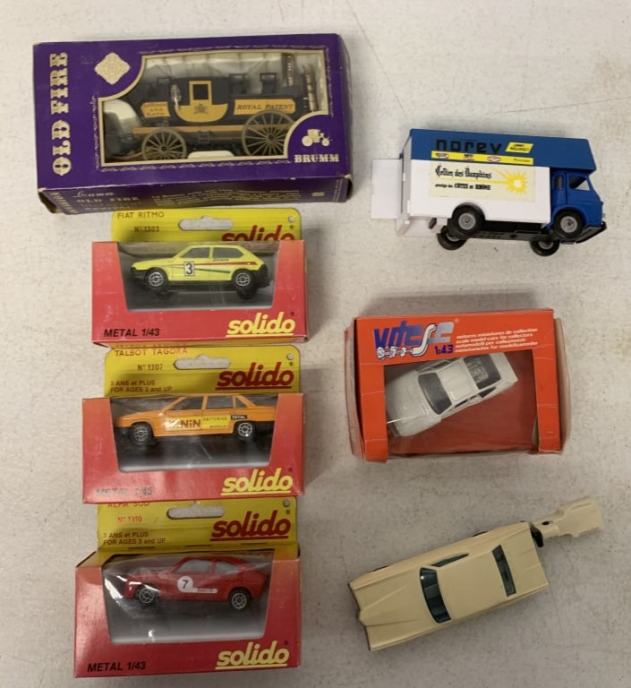 Solido, Norev, Vitese, Brumm and a Go Car: boxes have wear