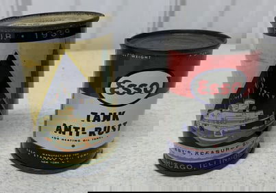 Libby's NY Worlds' Fair bank and Esso full  tin