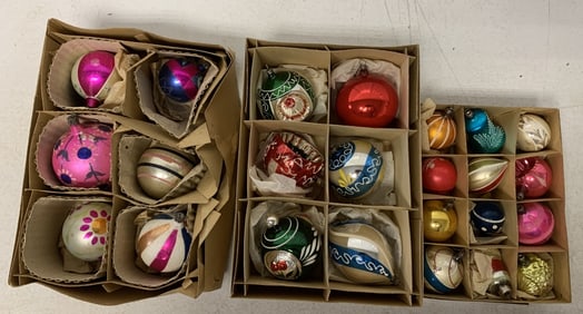 3 boxes of vintage Christmas ornaments