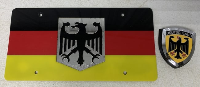 Deutschland emblem and plastic license plate