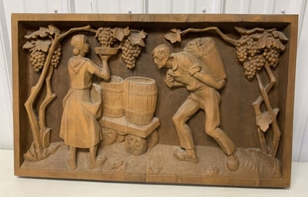 grape harvest wood carving