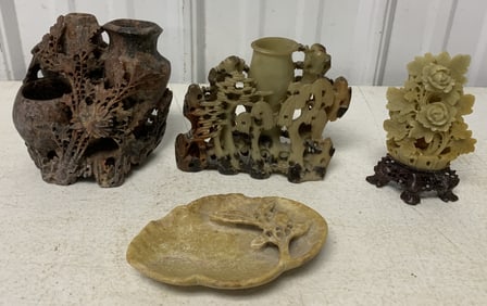 4 soapstone carvings