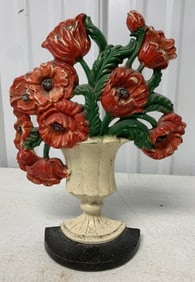 cast iron floral doorstop