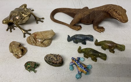 10 decorative frogs and lizards