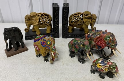 elephant bookends and decorative elephants