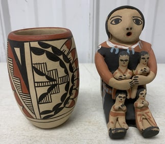 2 signed Jemez Indian pottery pieces