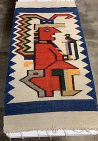 Mayan Rug, Shaman w/Quetzal & Snake