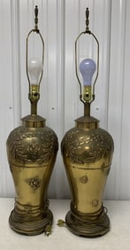 pair of metal lamps