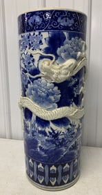 dragon motif porcelain umbrella stand