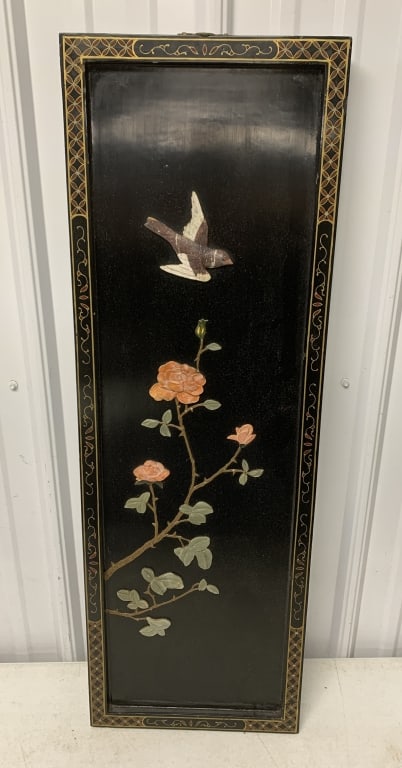 black lacquered, soapstone wall panel (1 of 8)