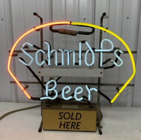Schmidt's beer neon sign