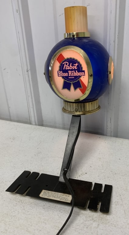 Pabst Blue Ribbon light: 13" tall; has wear with scratches to plastic, loss of coloring and some discoloration