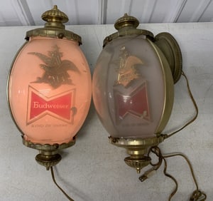 pair of Budweiser wall sconces