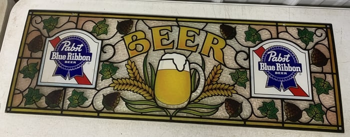 plastic Pabst Blue Ribbon adv. panel
